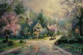 Style of Thomas Kinkade Oil Painting Landscape Original Art Scenery Hometown Memories